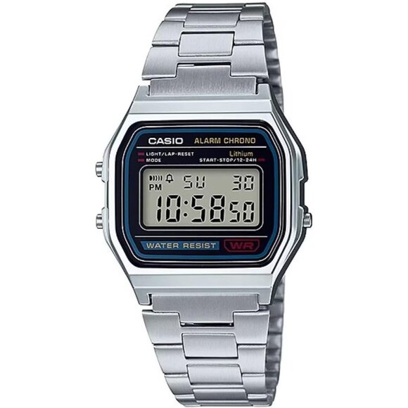 Casio Men's Black/silver  A158w-1  Quartz Mineral  crystal  Classic Watch - Picture 1 of 8